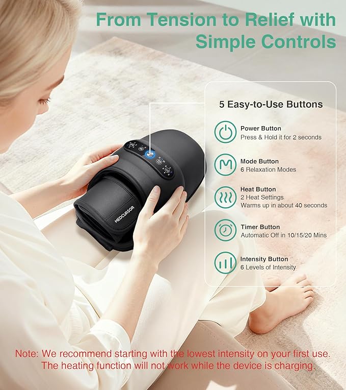 Medcursor Hand Massager - Hand Massager with Heat and Compression for Carpal Tunnel and Stiff Joints, Pain Relief from Wrist to Palm and Finger, Gifts for Women Men (Rechargeable)