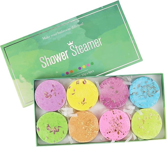Shower Steamers Aromatherapy, 8 Tablets Shower Bombs with Natural Essential Oils, Bath Bombs Tablets for Body Relaxing