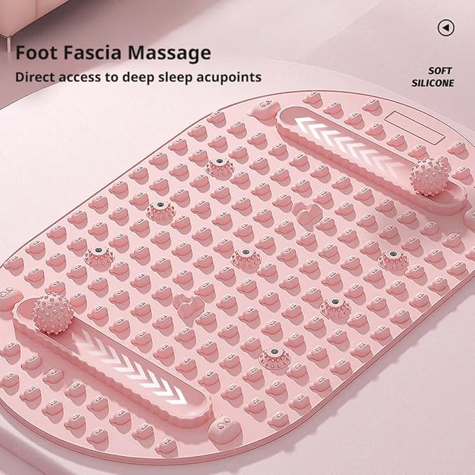 Foot Massage Mat with Two Massage Balls, Silicone Foot Pressure Point Massager Mat, Portable Feet Acupressure Pressure Point Pad Tool for Home Gym Office Travel (Pink 1set)