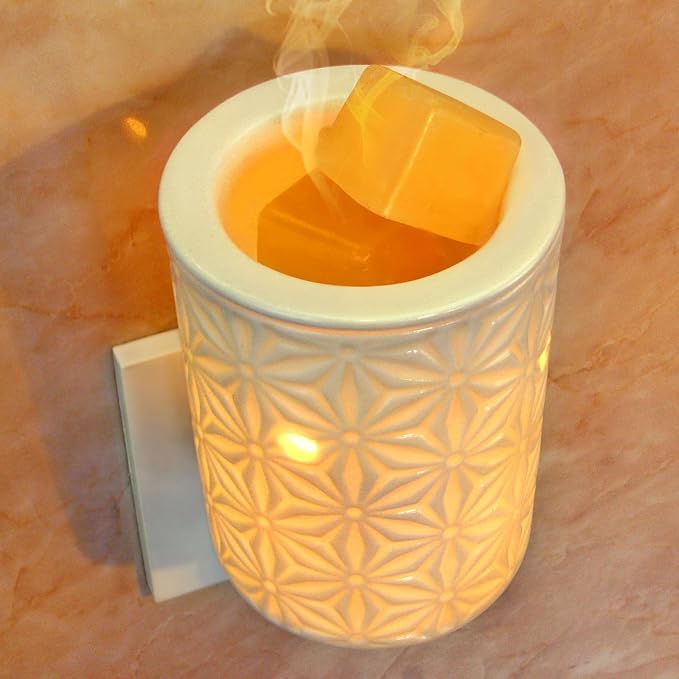 STAR MOON Ceramic Wax Melt Warmer, Plug in Wax Warmer for Scented, Scentsy Wax Warmer for Fragrance Oil, Night Light Wax Burner Decoration with Two Bulbs