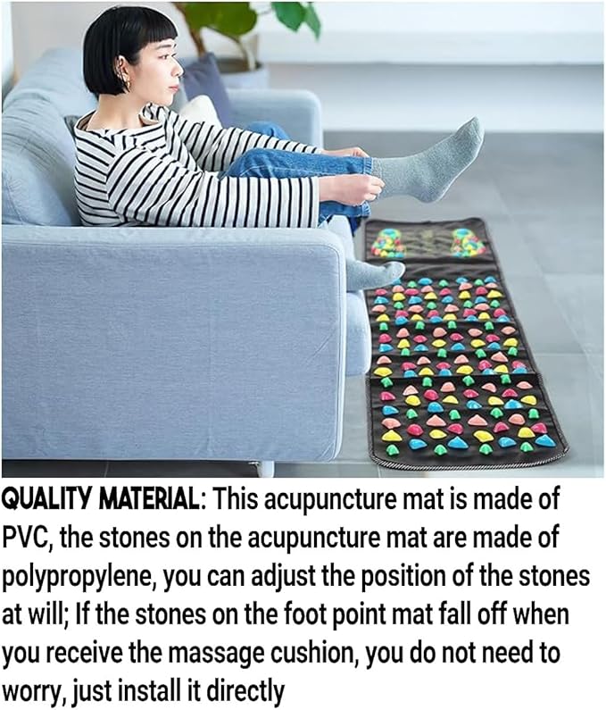 Foot Massage Mat – Reflexology Acupressure Mat with Pressure Point Chart for Stress Relief & Relaxation (68.9 x 13.78 Inches)