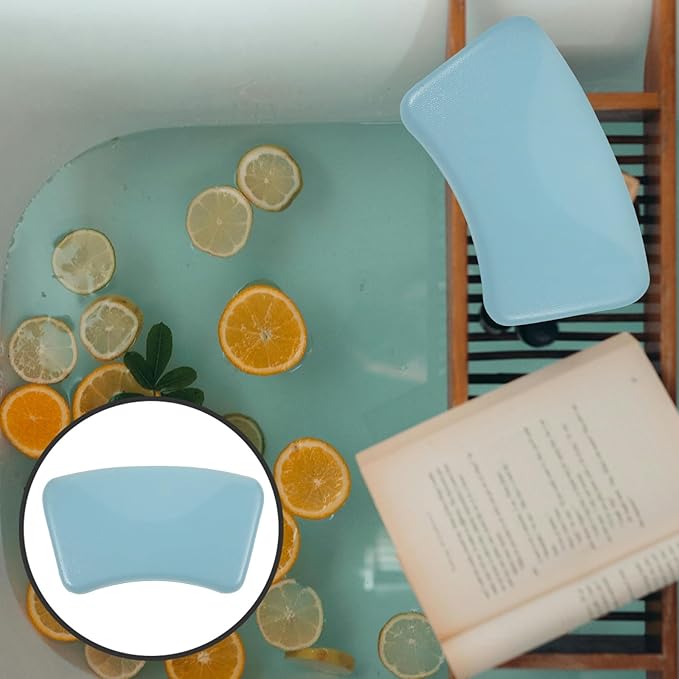 Bathtub Neck Pillow and Headrest with Suction Cups, Soft Pu Material, Sky Blue, Comfortable Bath Pillow for Tub Soaking and Fatigue Relief, Suitable for Adults Spa and Home Use