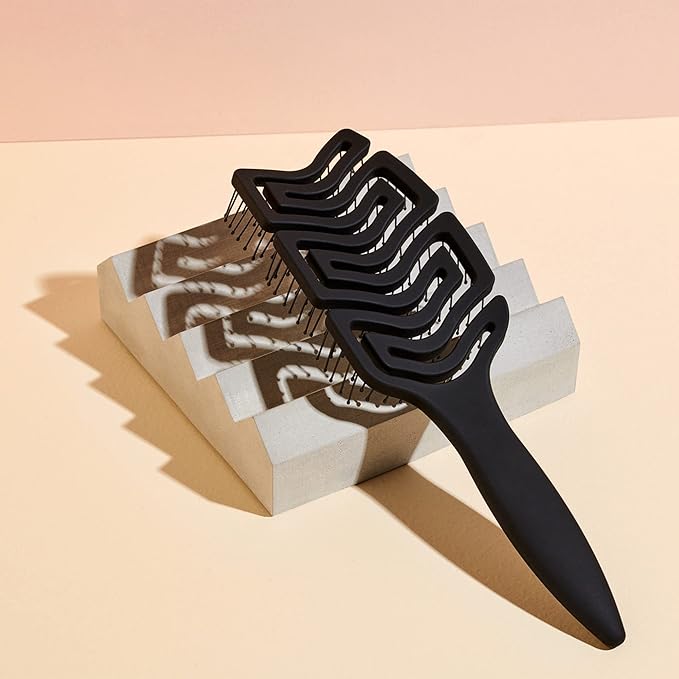 The Hair Edit Detangle & Massage Brush Wet & Dry Brush With Ergonomic Paddle, Non Slip Grip Scalp Massager with Soft Flexible Bristles, Anti-Breakage Hairbrush for Thick, Curly, Straight, Fine Hair