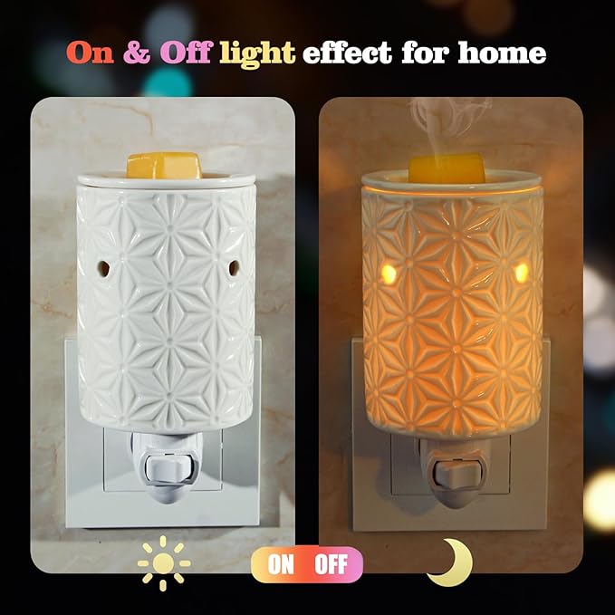 STAR MOON Ceramic Wax Melt Warmer, Plug in Wax Warmer for Scented, Scentsy Wax Warmer for Fragrance Oil, Night Light Wax Burner Decoration with Two Bulbs