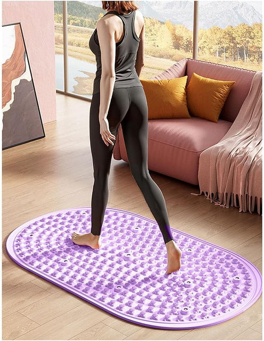 Foot Massage Mat, Soft Silicone Foot Acupressure Mats with Magnetic Therapy Pressure Point Mat Reflexology, Portable Rock Mat for Feet Fatigue Relief for Very Slow Jogging in Place(Purple,76x45cm)