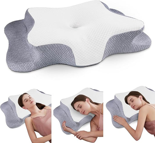 Cervical Neck Pillow for Pain Relief Sleeping, Contour Memory Foam Pillows, Ergonomic Side Sleeper Pillows for Adults, Cooling Orthopedic Neck Support Pillow for Back Stomach Sleepers