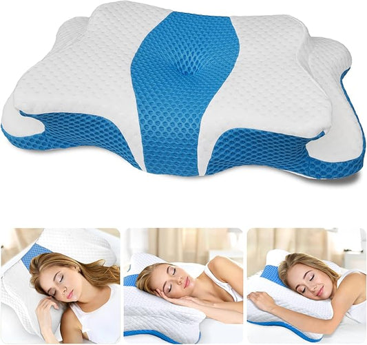 Memory Foam Pillows, Cervical Pillow for Neck and Shoulder Pain Relief, Ergonomic Contour Bed Pillow, Soft for Side Sleep Stomach Sleeping and Back Sleeper