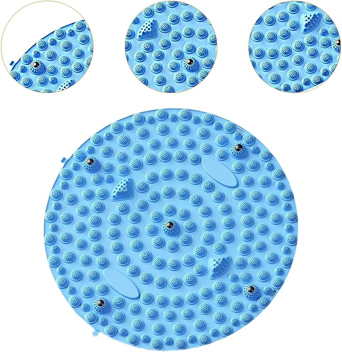 Acupressure Mat for Foot Massage, Foldable Yoga Mat for Living Room and Gym, Blue Round
