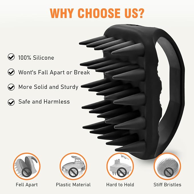Scalp Massager Shampoo Brush, Scalp Scrubber for Dandruff & Build Up, Scalp Massager Hair Growth - 100% Silicone, Plastic Free