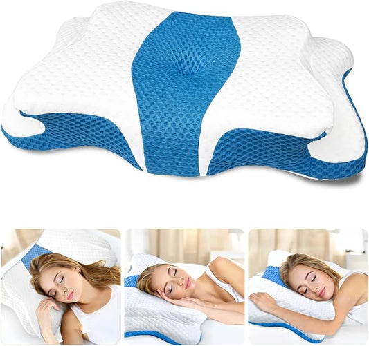 Cervical Neck Pillow for Pain Relief Sleeping, Contour Memory Foam Pillows, Ergonomic Side Sleeper Pillows for Adults, Orthopedic Neck Support Pillow for Back Stomach Sleepers-King Size