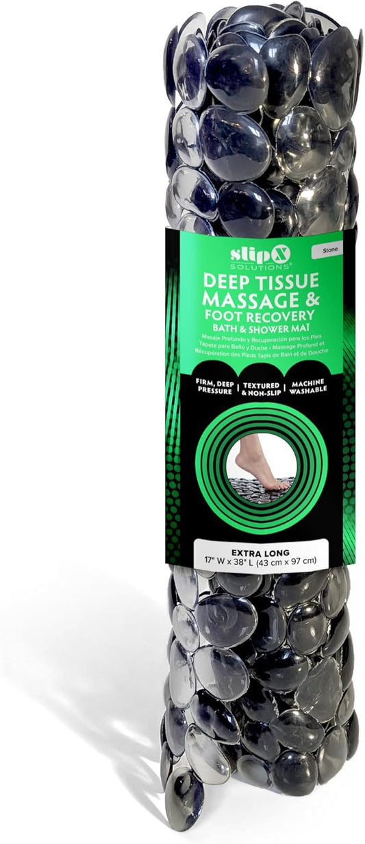 SlipX Solutions Therapeutic Foot Massager & Recovery Bath Tub & Shower Mat 38x17 | Deep Tissue Pressure Relief, for Athletes, Runners & Active Professionals, Non-Slip, Machine Washable, Dark Gray