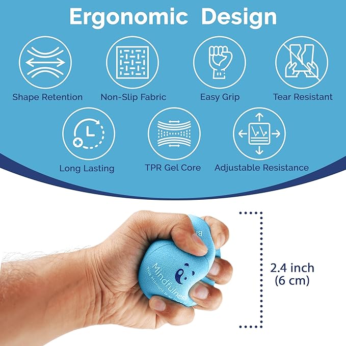 Mind & Body Stress Balls for Adults - Multi-Density Squeeze Balls for Hand Therapy & Grip Strengthening - Stress & Anxiety Relief - Soft to Triple Density Options