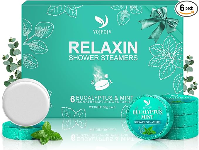 Vapor Shower Steamers Aromatherapy - 6 Pack Vapor Shower Tablets, Breathe Easy & Relaxation with Eucalyptus Menthol Essential Oils, Easter Basket Stuffers Gifts for Her Mom Wife Women, Self-Care SPA