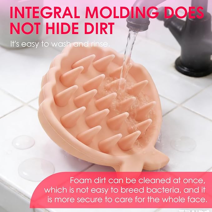 Detangling Silicone Scalp Scrubber Brush, for Wet or Dry Hair, Scalp Brush for Hair Growth and Dandruff Removal,Ergonomic Scalp Massager(Coral Color)