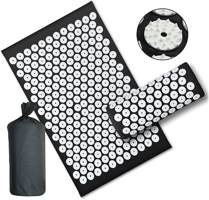 Upgrade Long Nonslip Acupressure Cushion Sensi Massage Mat Kuznetsov's applicator Relieve Back Pain Foot Massager Fitness Pilate(3pc Black)