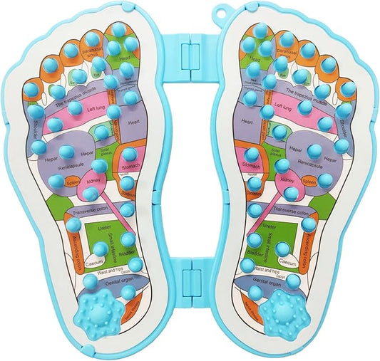 Foot Shaped Acupressure Foot Massage Mat with Chart, Ergonomic Foot Massager Mat for Feet Relaxation, Portable Foot Pressure Point Pad for Stress Relief, Arch and Heel Pain, 1 Piece