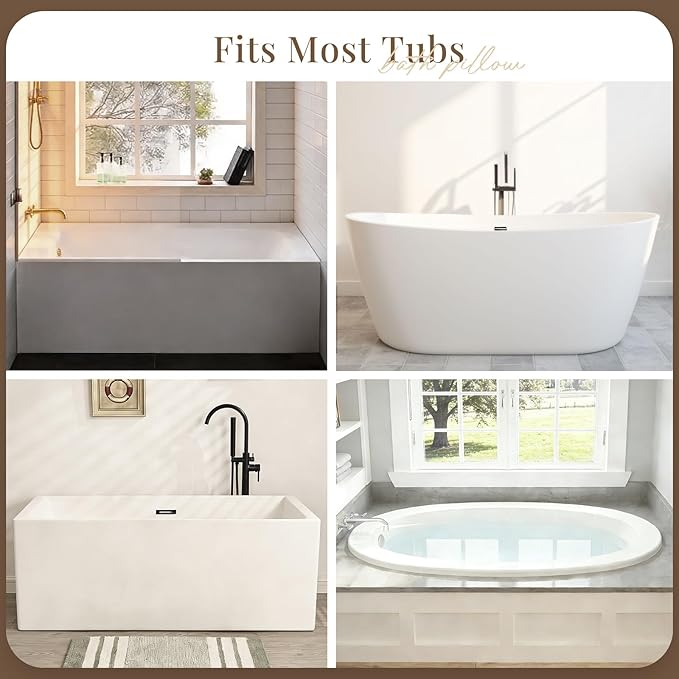 Bath Pillow, Luxury Bath Pillows for Tub, Relaxing Bathtub Pillows for Head and Neck Support, with 4D Air Mesh Fabric and Powerful Suction Cups, Great Bath Tub Accessories, Gray