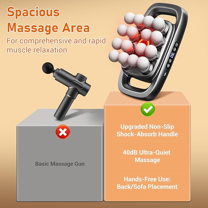 16 Heads Massage Gun Deep Tissue Neck Massager, Valentine's Day Gifts, 16-Head Massage Gun Set for Deep Tissue, Back, Shoulders, Legs, Muscle Pain Relief, 16 Heads - Grey