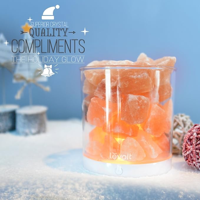 LEVOIT Himalayan Salt Lamp Crystal Rock, Hymilain Sea Salt Lamps, Pink Crystal Salt Rock Lamp,Gift Lamp, Night Light,(ETL Certified) Dimmable Touch Switch, Cora