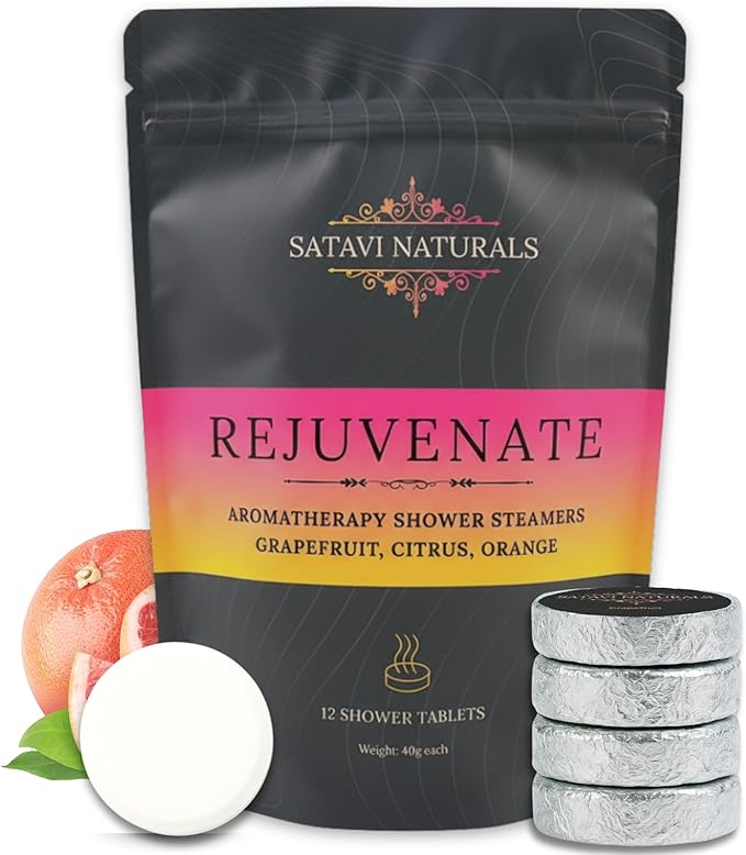 Citrus Shower Steamers (12 Pack) – Aromatherapy Shower Bombs for Energy Boost & Stress Relief – Natural Essential Oil Spa Tablets, Self Care Birthday Gifts for Women & Men