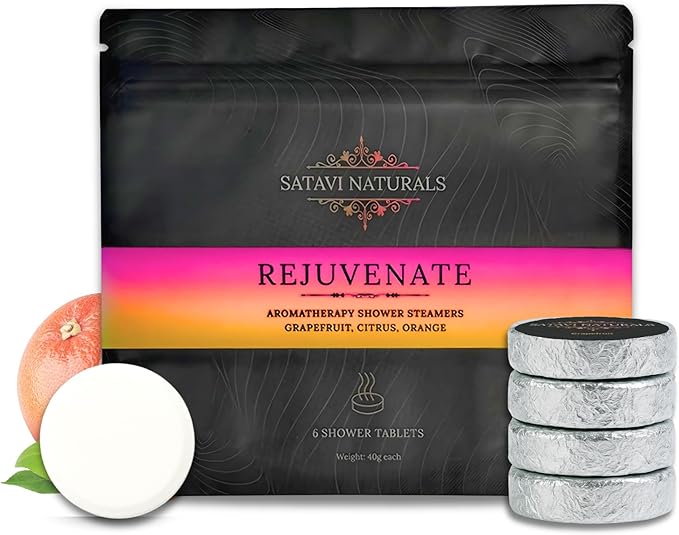 Citrus Shower Steamers (6 Pack) – Aromatherapy Shower Bombs for Energy Boost & Stress Relief – Natural Essential Oil Spa Tablets, Self Care Birthday Gifts for Women & Men