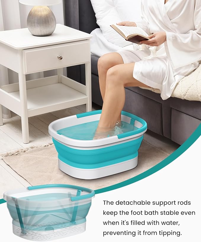 Nekteck Foot Soaking Tub Collapsible Bucket for Foot Bath Soak Tub, Feet Basin Soaker with 138 Acupressure Nodes and Pumice Stone for Feet Health Foot Spa, Gifts for Men Women Dad Mom, Green