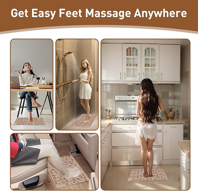 Portable Foot Massager Mat, Acupressure Mat for Feet, Reduce Plantar Tension Promote Blood Circulation, Small Reflexology Mat for Long Sitting, Anti Fatigue Office Standing Desk Mat