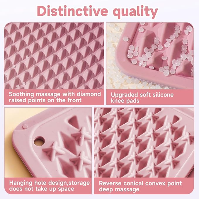 Foot Massage Acupressure Mat, Portable Silicone Reflexology Pad, Moderate Hardness Pressure Point Mat, Anti-Fatigue Mat, Connectable for Jogging & Home Use, 18'×14'inch, Pink