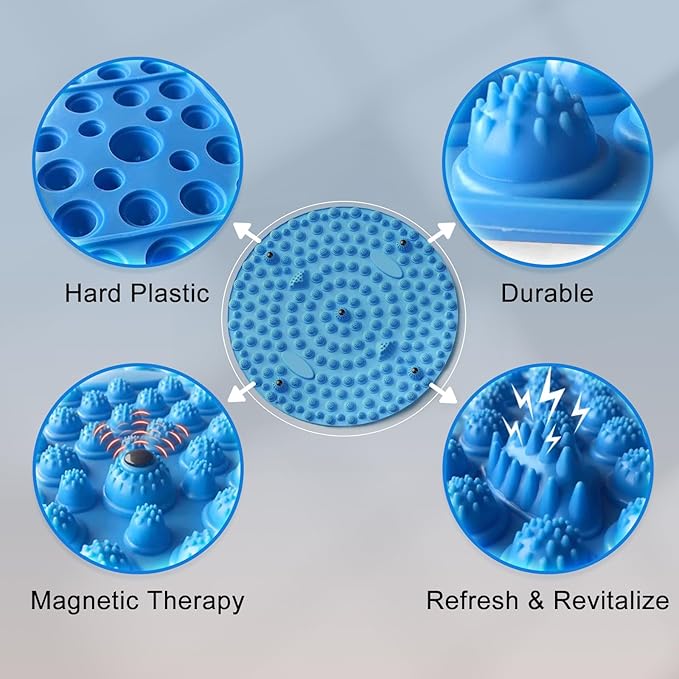 Foot Massager Mat, Manual Massage Tool with Magnetic Therapy Acupressure Disc for Feet Relaxation, Foot Relieve Stress Treatment (Blue)