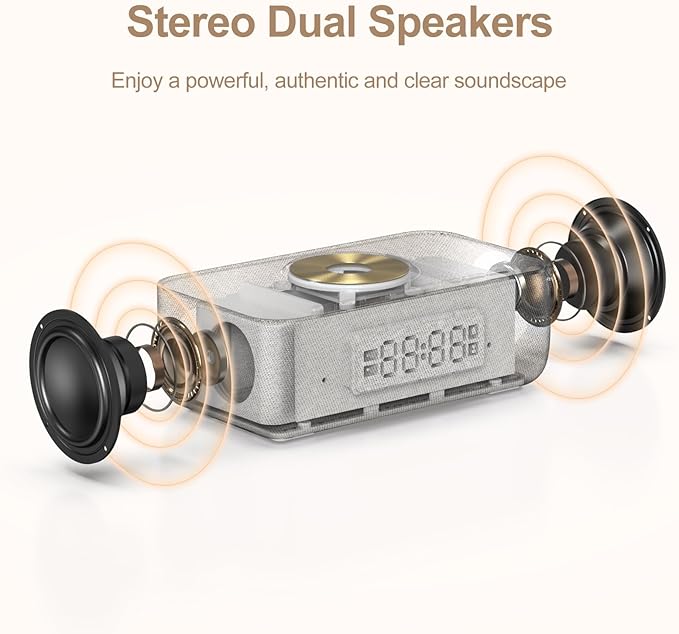 REACHER 15W Fast Magnetic Wireless Charging Alarm Clock with White Noise Machine, Woodgrain Style, 20 High‑Fidelity Sounds, Gradual Wake & Snooze, 0–100% Dimmable Digital Clock, Bedroom & Office