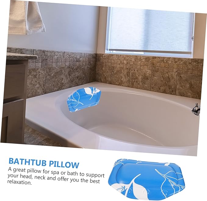 FRCOLOR Comfortable Bath Pillow for Tub Soft Foam Head Support Suction Cups Easy to Clean for Relaxing Bathing Experience for Spa and Home Use