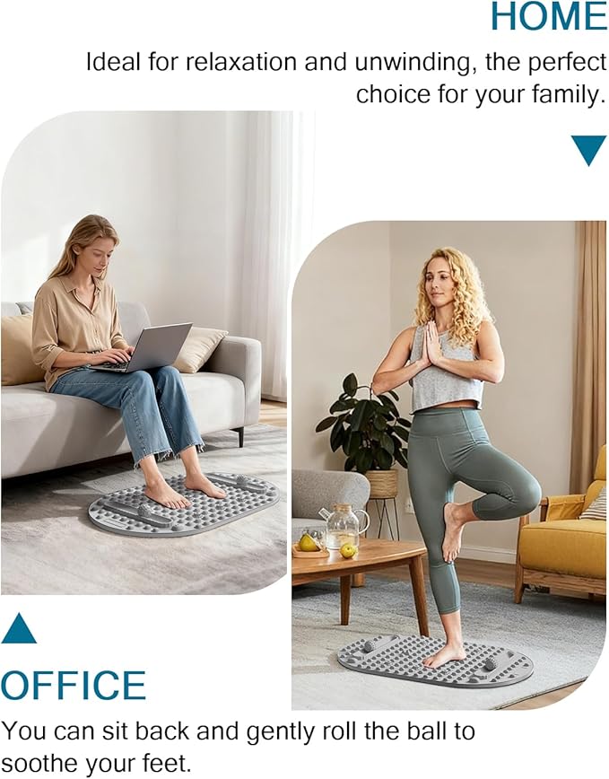 Acupressure Foot Massager Mat with Massage Ball - Comfortable Silicone Mat with 7 Therapeutic Magnets, Non-Slip Design for Stress Relief, Improve Foot Health, Home & Office Use, 30 x 18 inches