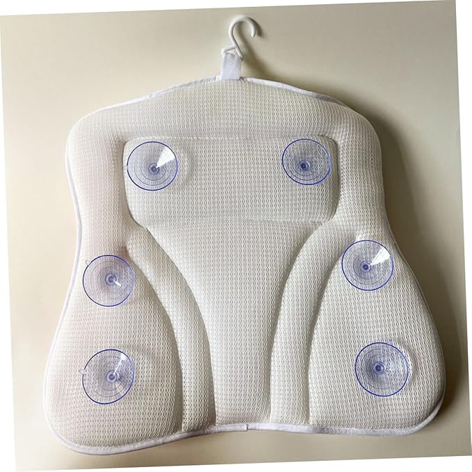 Zerodeko Bathtub Pillow with Suction Cups, Mesh Spa Neck Support Cushion 48x42x10cm, Non-Slip Breathable Bath Pillow for Soaking Tub Relaxation