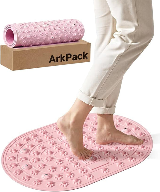 Foot Massage Mat,Cat Paw Pattern Foldable Bathtub Mat Non-Slip Acupressure Mats Pad Comfort Foot Pressure Point Mat for Bathroom,Standing Desk Pad,Stress Relief,Arch & Heel Pain - Pink
