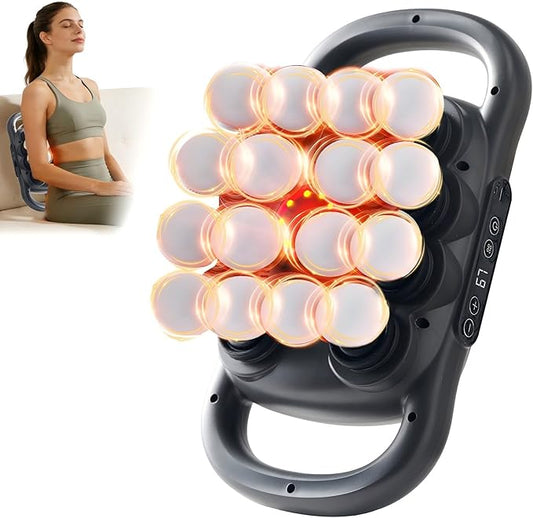 16-Head Massage Gun Set, Deep Tissue Percussion Massager, Electric Muscle Massager with 9 Adjustable Speeds, Portable for Home, Gym, Office, Travel, Black