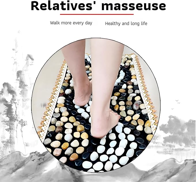 LIYAOLI Reflexology Foot Massager Mat - Acupressure Pebble Pad for Stimulating Blood Flow, Pain Relief & Relaxation for Office and Home Use (15.7" x 23.6")