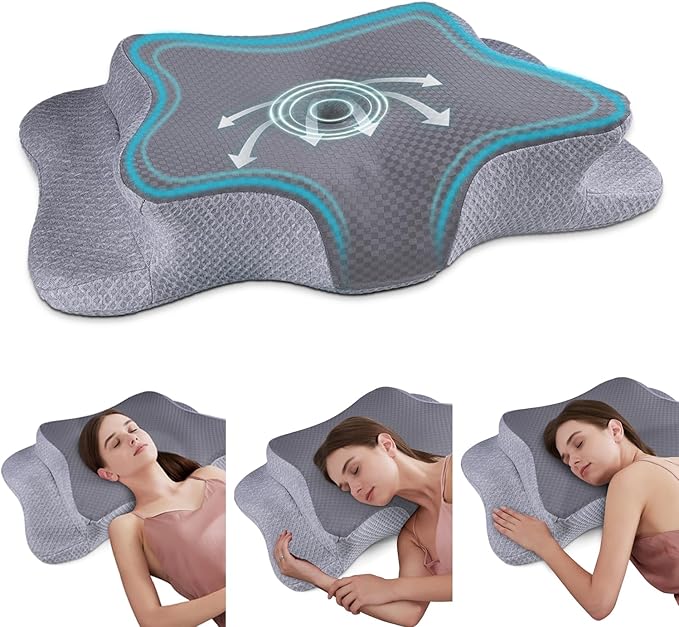 Cervical Neck Pillow for Pain Relief Sleeping, Contour Memory Foam Pillows, Ergonomic Side Sleeper Pillows for Adults, Cooling Orthopedic Neck Support Pillow for Back Stomach Sleepers