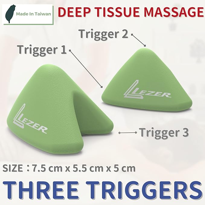LEZER Trigger Massage Point, Manual Massage Ball, Muscle Knots Relief Tool, Myofascial Release, Physical Therapy, Deep Tissue Back Massage, Plantar Fasciitis, 2.9 in x 2.1 in (Green)