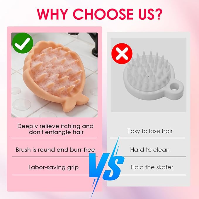Detangling Silicone Scalp Scrubber Brush, for Wet or Dry Hair, Scalp Brush for Hair Growth and Dandruff Removal,Ergonomic Scalp Massager(Coral Color)