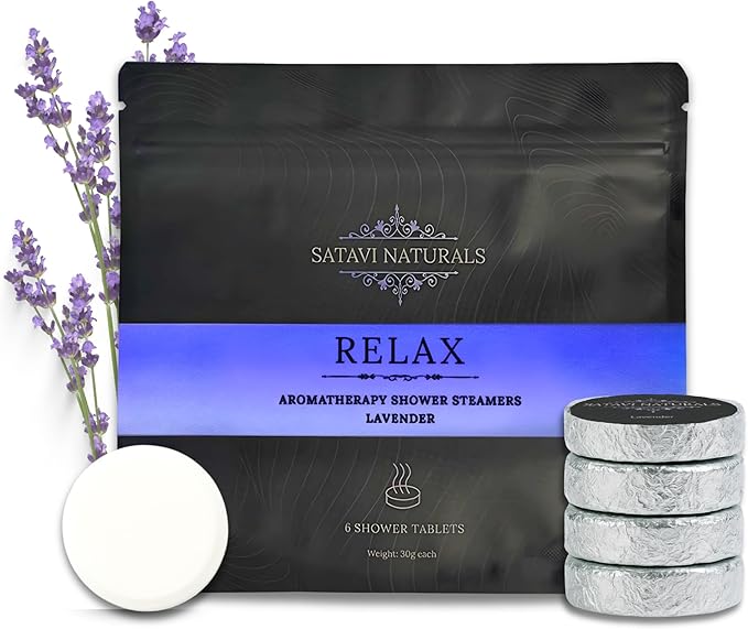 Lavender Shower Steamers (6 Pack) – Aromatherapy Shower Bombs for Relaxation & Stress Relief – Natural Essential Oil Spa Tablets, Self Care Birthday Gifts for Women & Men