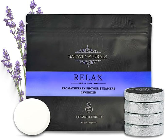 Lavender Shower Steamers (6 Pack) – Aromatherapy Shower Bombs for Relaxation & Stress Relief – Natural Essential Oil Spa Tablets, Self Care Birthday Gifts for Women & Men