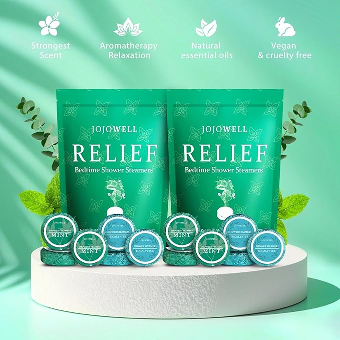 Shower Steamers Aromatherapy ith Essential Oils - 12 Pack Gifts for Men, Eucalyptus for Shower, Nasal Relief, Birthday, Valentines Day Gifts for Him, Easter Basket Essentials - Mint & Eucalyptus