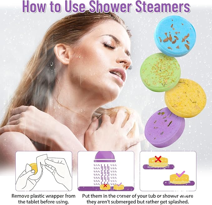 10 Pack Shower Steamers Aromatherapy, Shower Bombs with Natural Essential Oils Self Care & Relaxation Gifts for Mother’s Day Women Her Birthday (Long Lasting Scent)