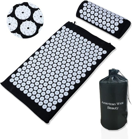 Acupressure Mat & Pillow Set with Carry Bag | Natural Back & Neck Relief | Full Body Acupuncture Massage Mat for Relaxation, Circulation & Better Sleep