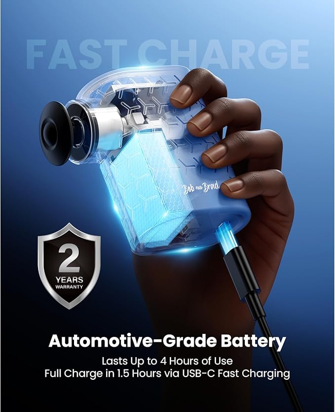 BOB AND BRAD P5 Mini Massage Gun – Travel Size Deep Tissue Percussion Massager for Pain Relief & Recovery, FSA-HSA Eligible, Quiet Handheld Massager with 3 Heads, Gift for Women & Men