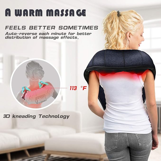 Mo Cuishle Shiatsu Back Shoulder and Neck Massager with Heat, Electric Deep Tissue 4D Kneading Massage, Best Gifts for Women Men Mom Dad, Fathers Day, Mothers Day, Christmas Gifts