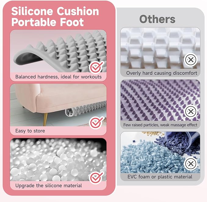 Foot Massage Acupressure Mat, Portable Silicone Reflexology Pad, Moderate Hardness Pressure Point Mat, Anti-Fatigue Mat, Connectable for Jogging & Home Use,18'×14'inch, Gray