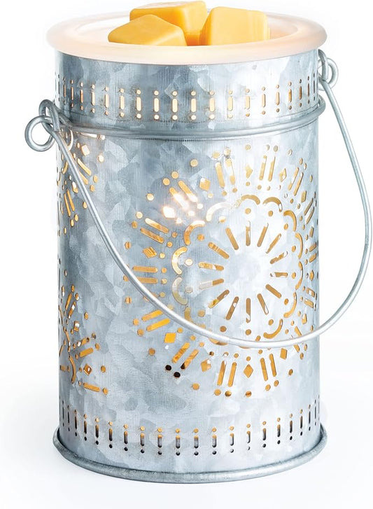 Candle Warmers ETC. Illumination Fragrance Warmer- Light-Up Warmer for Warming Scented Candle Wax Melts and Tarts or to Freshen Room, Silver Galvanized Tin