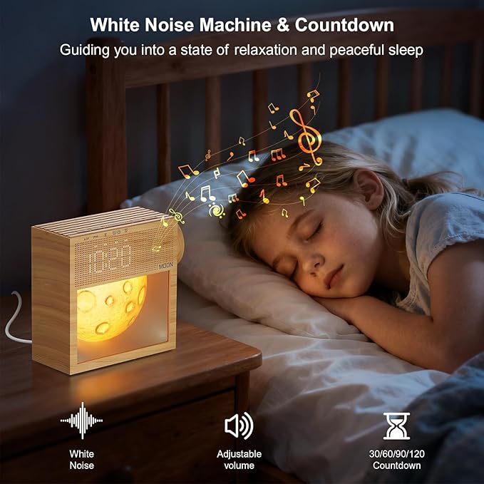 Sound Machine Alarm Clock with Sunrise Gentle Wake-Up Light, White Noise Machine with 20 Soothing Sounds for Sleeping, Dual Alarms, Snooze, Timer, Dimm Night Light for Bedroom, Women's Day Gifts