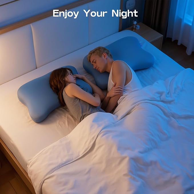 Side Sleeper Pillow - Patented Cervical Neck Pillow for Sleeping with Cooling Cover - High Loft Heavy Density Memory Foam Pillows for Side Sleepers & Broad Shoulders Adults (Blue)
